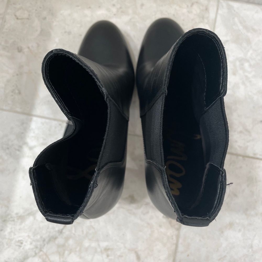 ***SOLD***SAM EDELMAN {9.5} Black Bootie Ankle Boot Rounded Blocky Heel - Picture 14 of 14